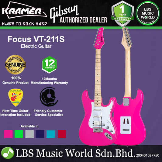 Kramer Focus VT-211S Solidbody Body Electric Guitar HSS Pickup with Maple Fingerboard and Tremolo (VT211S VT 211S)