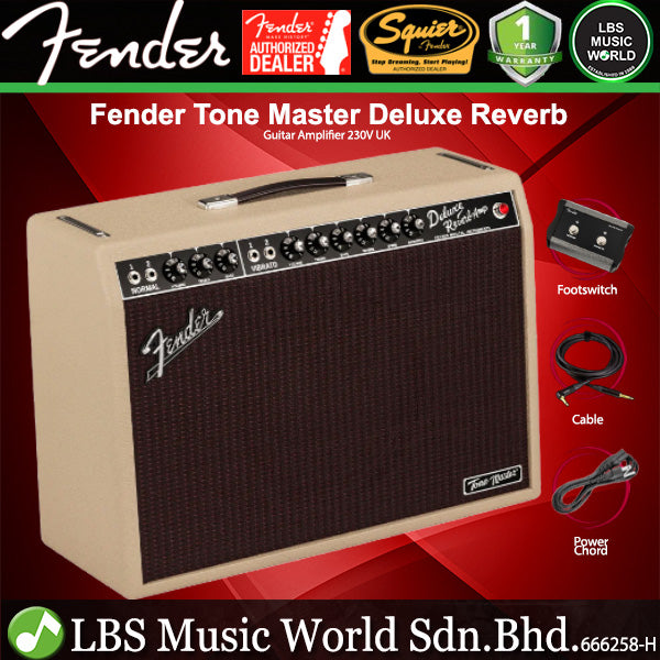 Fender Tone Master Deluxe Reverb 1x12 Inch 100 Watt Amp Digital Guitar Amplifier with Footswitch - 230V UK