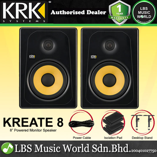 KRK Kreate 8 Active 8 Inch 2 Way Powered Studio Monitor Speaker with Bluetooth (K8)
