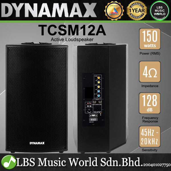 Dynamax TCSM 150 Watt 10 Inch and 12 Inch 2 Way Active Loudspeaker Monitor Speaker (TCSM10A TCSM12A)