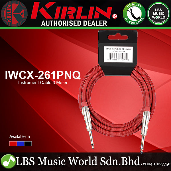 Kirlin IWCX-261PNQ 3 Meter 1/4 Metal Plug Woven Nylon Jacket Instrument Cable (IWCX261PNQ)