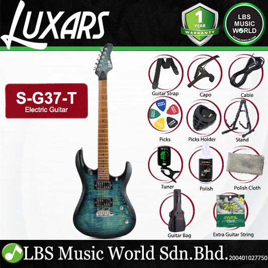 Luxars S-G37-T Solid-Body Electric Guitar Dual Coil-Split Humbuckers with Roasted Maple Neck (S G37 T)