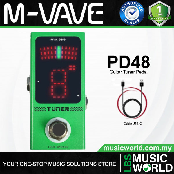 M-VAVE PD48 Chromatic True Bypass Guitar Tuner Pedal for Bass and Electric