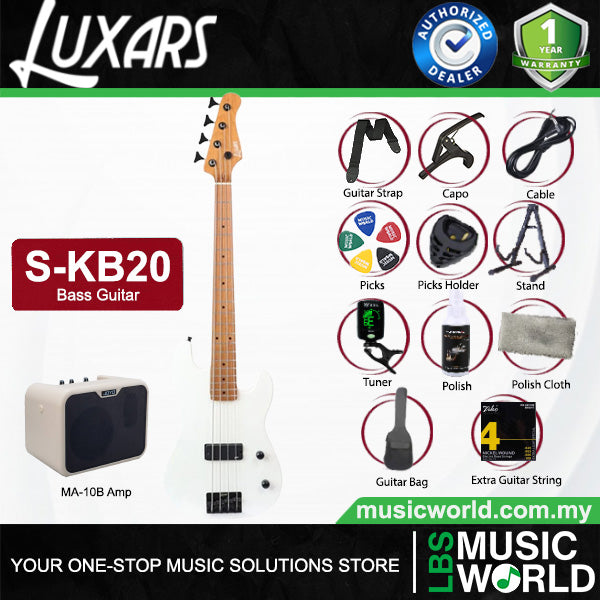 LUXARS S-KB20 4 String Mini Bass Guitar Poplar Body with Roasted Maple Fingerboard - Package