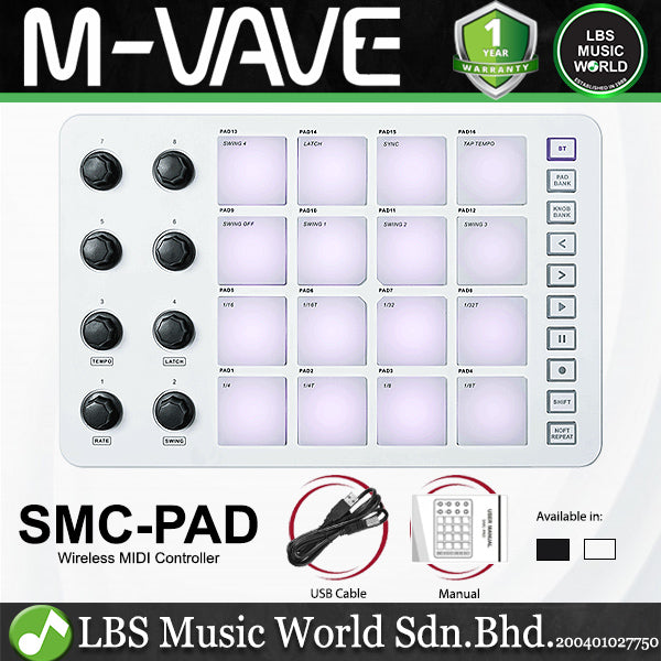 M-VAVE SMC-PAD Portable and Lightweight Wireless MIDI Controller Pad Beginner Friendly (SMCPAD SMC PAD)