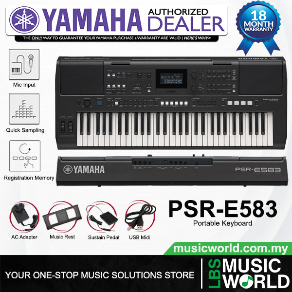 Yamaha PSR-E583 61 Keys Portable Keyboard with Accessories and Full Package (PSRE583)