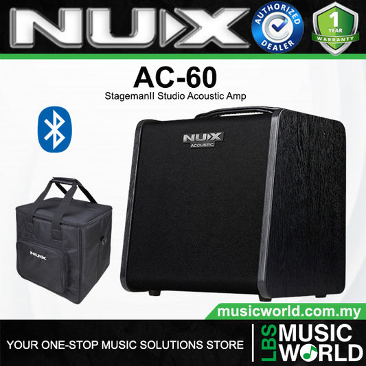 NUX AC-60 Stageman II 60 Watts Acoustic Guitar Amp with Bluetooth Amplifier (AC60 AC 60)