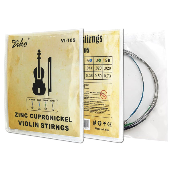 Ziko VI-10S Stainless Steel Core with Zinc Cupronickel Wound Violin String - Set (VI10S)