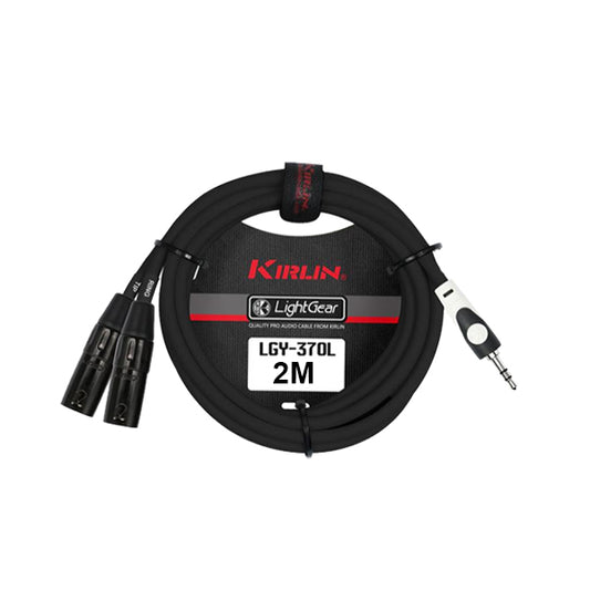 Kirlin LGY-370L 3.5mm TRS to Dual XLR Male Tip Ring LightGear Y Cable Adapter- 2 Meter Black (LGY370L)