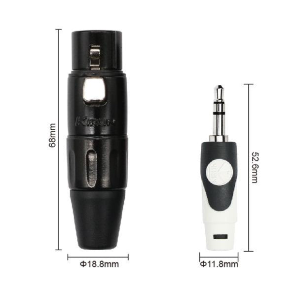 Kirlin LGY-371L 3.5mm TRS to Dual XLR Female Tip Ring LightGear Y Cable Adapter- 2 Meter Black (LGY371L)