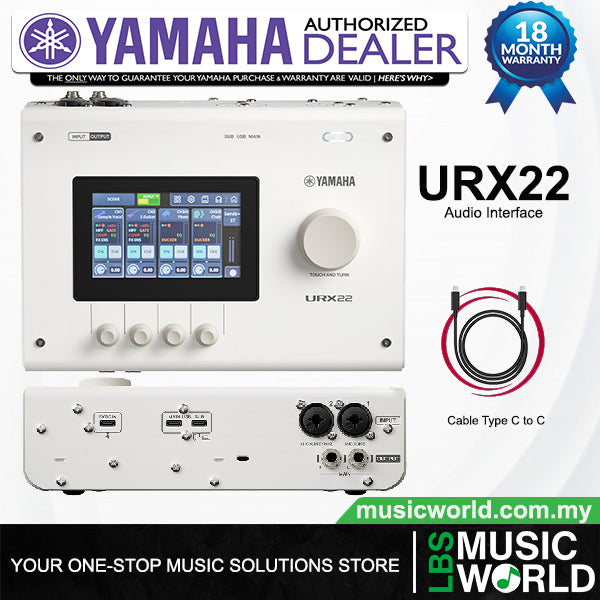 Yamaha URX22 Compact USB-C Audio Interface with 2 URX Preamp and Touchscreen Display