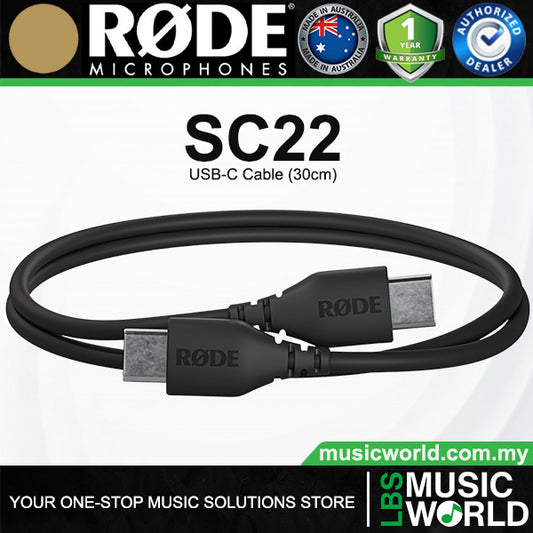 Rode SC22 USB-C to USB-C Cable 30cm for Microphone and Devices