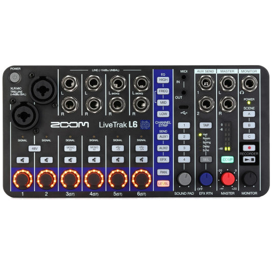 Zoom LiveTrak L6 10 Channel Compact Digital Mixer and Multitrack Recorder Audio Interface