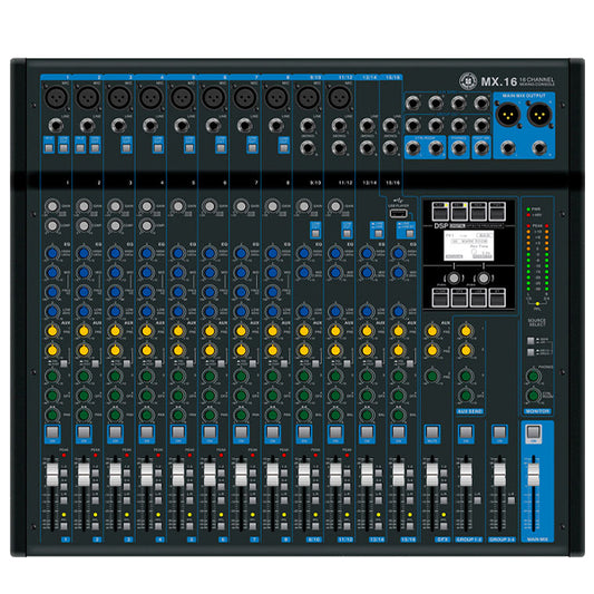 Topp Pro MX.16 16 Channel Analog Mixer Console with USB and Bluetooth (MX16)