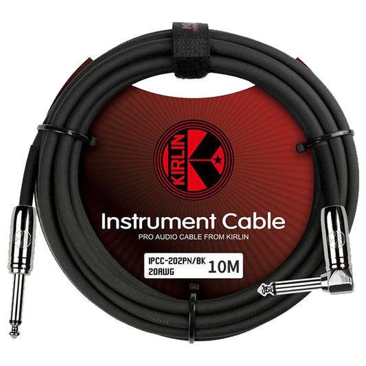 Kirlin Cable IPCC-202PN Right Angle L Mono Instrument Cable For Electric Acoustic Bass Guitar Speaker Amp Keyboard Bass Amplifier Drum - Black