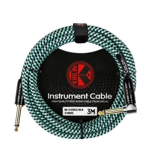 Kirlin IW-242BCG/BLB Original Gold Tip Woven Instrument Cable for Electric Acoustic Guitar Keyboard Bass Amplifier - Blue