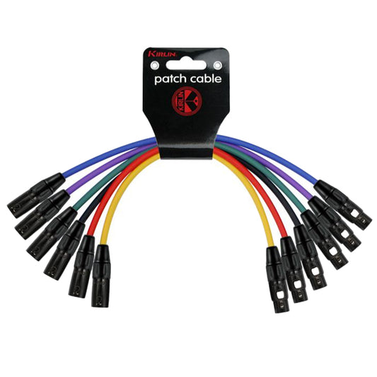 Kirlin MP6-470PB/6 6 Inch Colorful Metal Connector XLR Male to XLR Female Original Microphone Mic Cable - 6 Pack