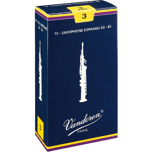 Vandoren Paris Soprano Saxophone Traditional Reed Box of 10 - 1.0/ 1.5/ 2.0/ 2.5/ 3.0/ 3.5/ 4.0/ 4.5/ 5.0