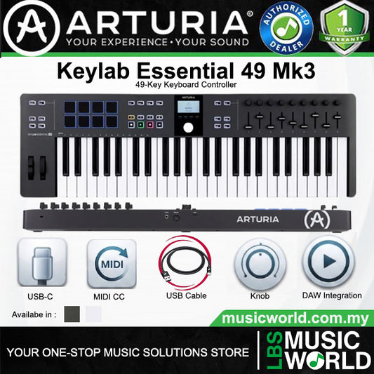 Arturia KeyLab Essential 49 Mk3 49 Slim Key USB Keyboard Controller With Custom Software Bundle