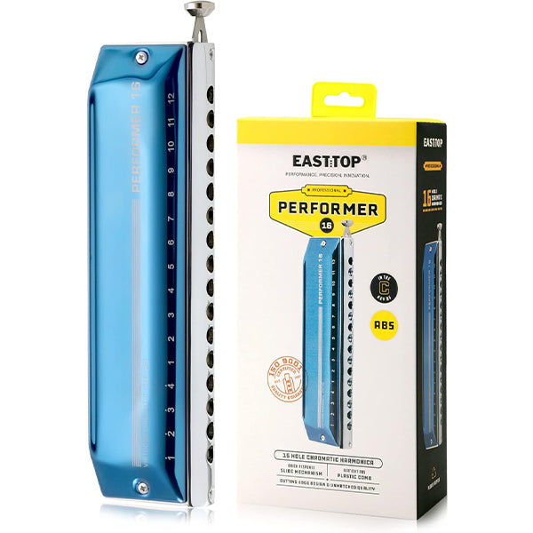 Easttop EAP-16 16 Hole Chromatic Harmonica C Key - Blue (EAP16)