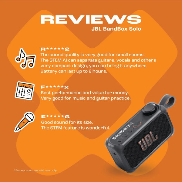 JBL BandBox Solo Compact AI Powered Practice Amplifier with Bluetooth Speaker