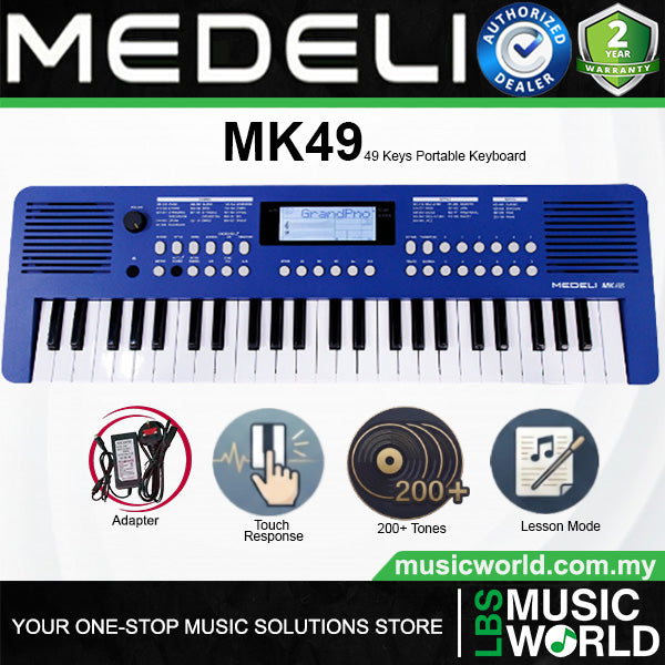 Medeli MK49 49 Keys Portable Keyboard Basic Package with Adapter