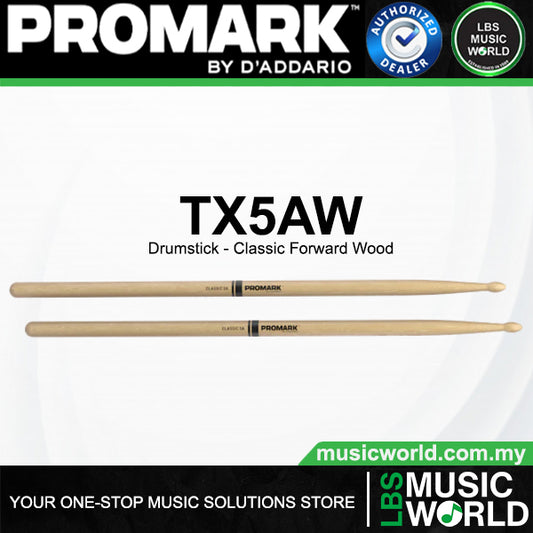 ProMark Classic Forward Series Hickory Oval Wood Tip Drumstick (TX5AW, TX5BW, TX7AW)