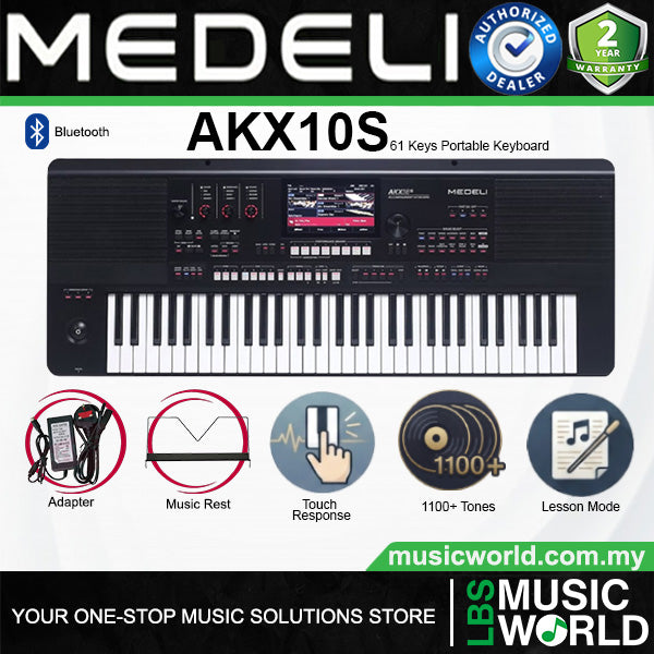 Medeli AKX10S 61 Key Professional Arranger Keyboard with Full Package - Black