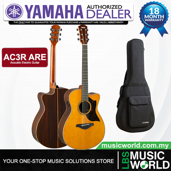 Yamaha AC3R ARE 41 Inch Concert Cutaway Solid Sitka Spruce Top Acoustic-Electric Guitar With Pickup - Vintage Natural