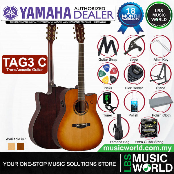 Yamaha TAG3 C 41 Inch Solid Spruce Top Dreadnought Acoustic Electric Guitar with Pickup (TAG3C)