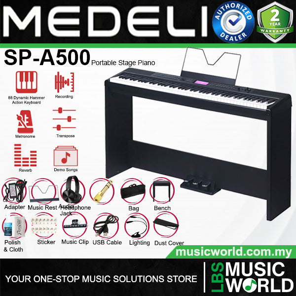 Medeli SP-A500 88 Keys Compact Portable Digital Piano With Backlit LCD Built in Instrument Sound