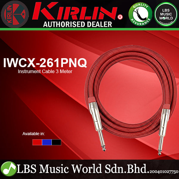 Kirlin IWCX-261PNQ 3 Meter 1/4 Metal Plug Woven Nylon Jacket Instrument Cable (IWCX261PNQ)