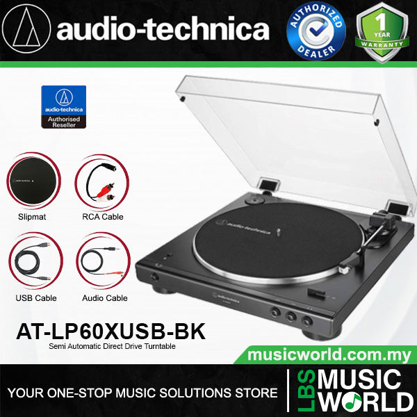 Audio Technica AT-LP60XUSB Fully Automatic USB Belt Drive Stereo Turntable Black Disc Player (ATLP60XUSB AT LP60XUSB LP60X)