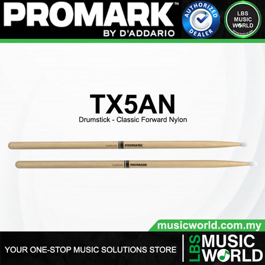 ProMark Classic Forward Series Hickory Oval Nylon Tip Drumstick (TX5AN, TX5BN, TX7AN)