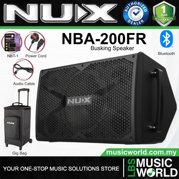 NUX NBA-200FR Busking 276 Watt Portable Battery Powered Speaker Amplifier with Bluetooth (NBA200FR)