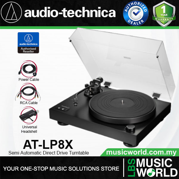 Audio Technica AT‑LP8X Semi Automatic Direct Drive Analogue Turntable Disc Player - Black (ATLP8X)