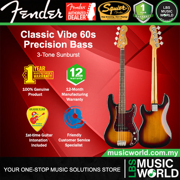 Squier by Fender Classic Vibe 60s Precision 4 Strings Electric Bass Guitar Indian Laurel Fingerboard