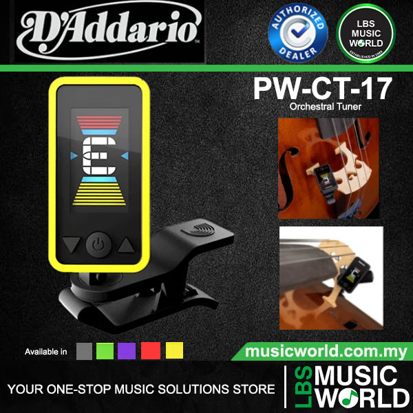 D'Addario PW-CT-17 Eclipse Clip On Chromatic Orchestral Tuner for Cello and Double Bass PWCT17)