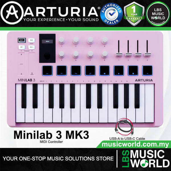 Arturia MiniLab 3 25 Slim Key USB Mini Keyboard Controller (Mini Lab3)