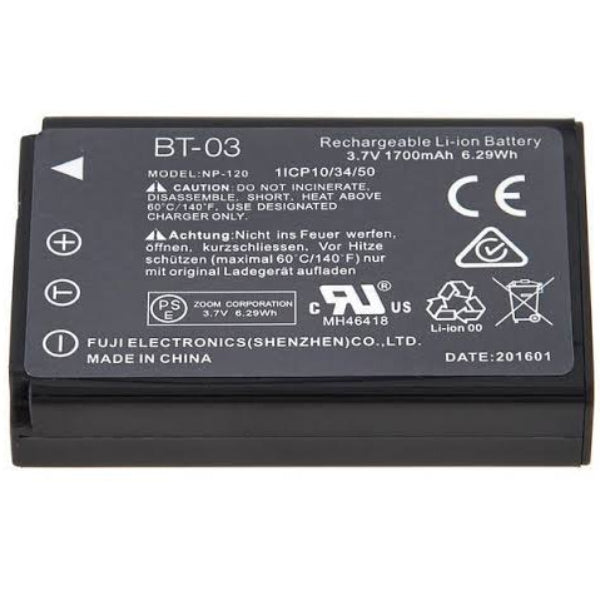 Zoom BT 03 Lithium Ion Rechargeable Battery For Q8 (BT03 BT 03)