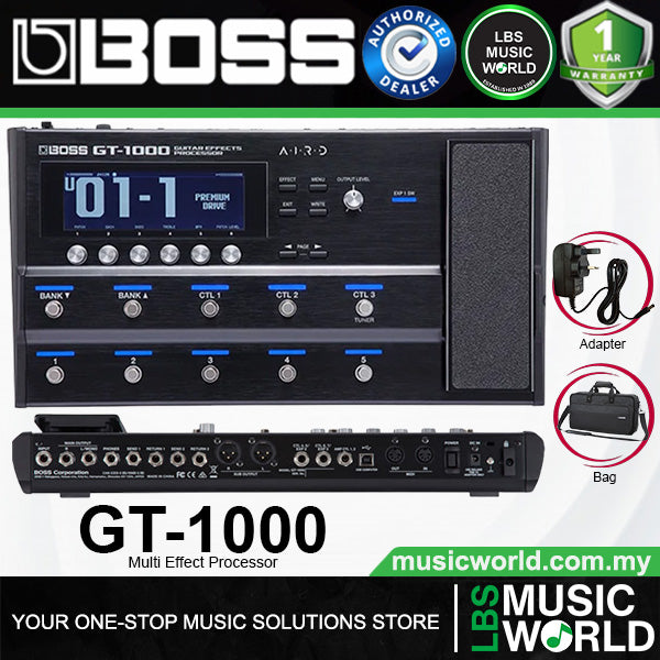 Boss GT-1000 Guitar Multi Effects USB Pedal Basic Package with Amplifier Modeling (GT1000)