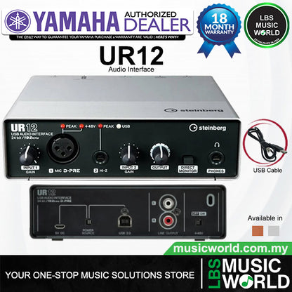 Yamaha Steinberg UR12 MK3 2 x 2 USB 3.0 audio interface with 1 x D-PRE and Cubase