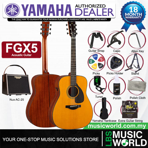 Yamaha FGX5 41" Dreadnought Solid Sitka Spruce Top Acoustic Guitar With Pickup