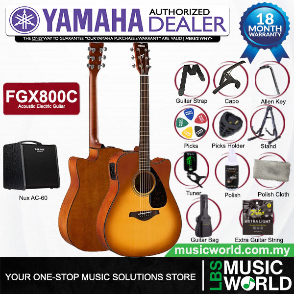 Yamaha FGX800C 41'' Dreadnought Solid Spruce Top Acoustic Electric Guitar With Pickup (FGX800)