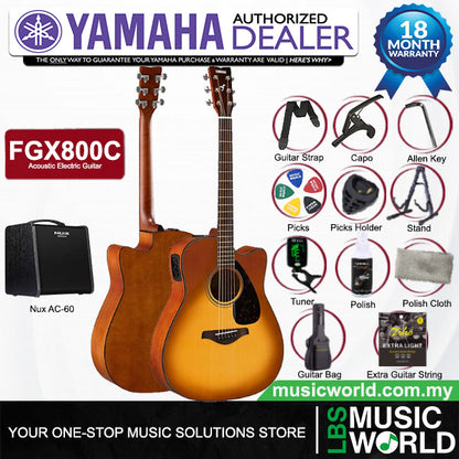 Yamaha FGX800C 41'' Dreadnought Solid Spruce Top Acoustic Electric Guitar With Pickup (FGX800)