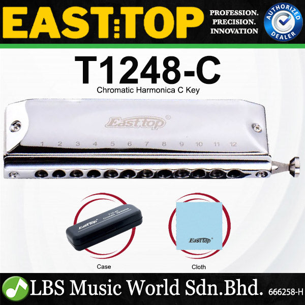 Easttop T1248-C 12 Holes 48 Tones Professional Stainless Steel Chromatic Harmonica - C Key (T1248)
