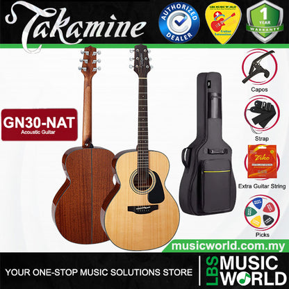 Takamine GN30-NAT NEX Solid Spruce Top Acoustic Guitar with Bag - Natural (GN30 NAT)