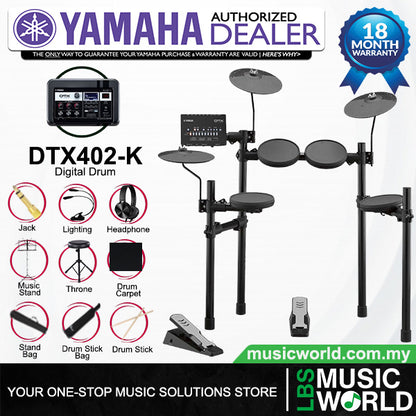Yamaha Digital Drum DTX-402K Electronic Drum Kit Package (DTX 402 DTX402K)