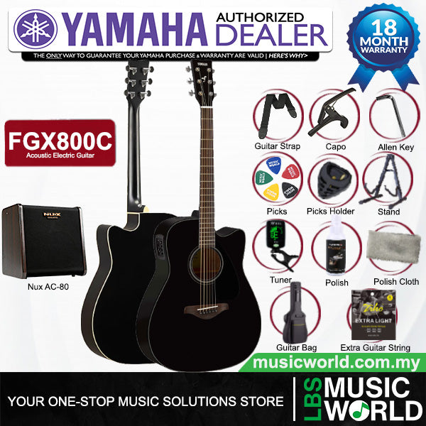 Yamaha FGX800C 41'' Solid Spruce Acoustic Electric Guitar With Pickup Black