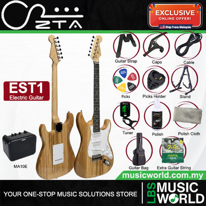 ZTA EST1 Stratocaster Electric Guitar Package Amplifier Bundle Set with Tremolo